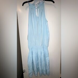 Ramy Brook loose-fitting bodice, comfortably cinched waist, halter top dress